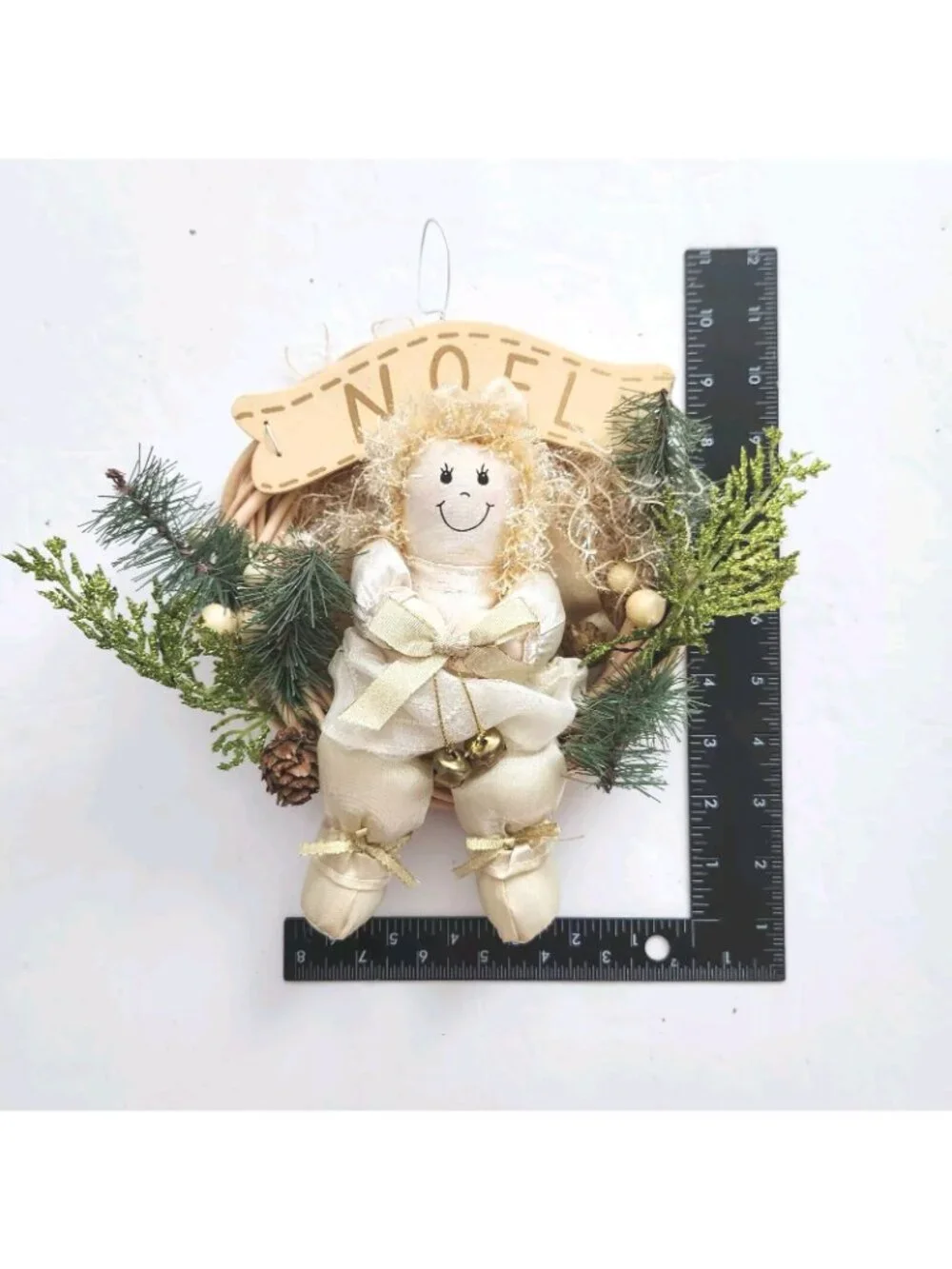 Angel Plush Doll Christmas Noel Wreath Sign Holiday Decor Handmade Decor